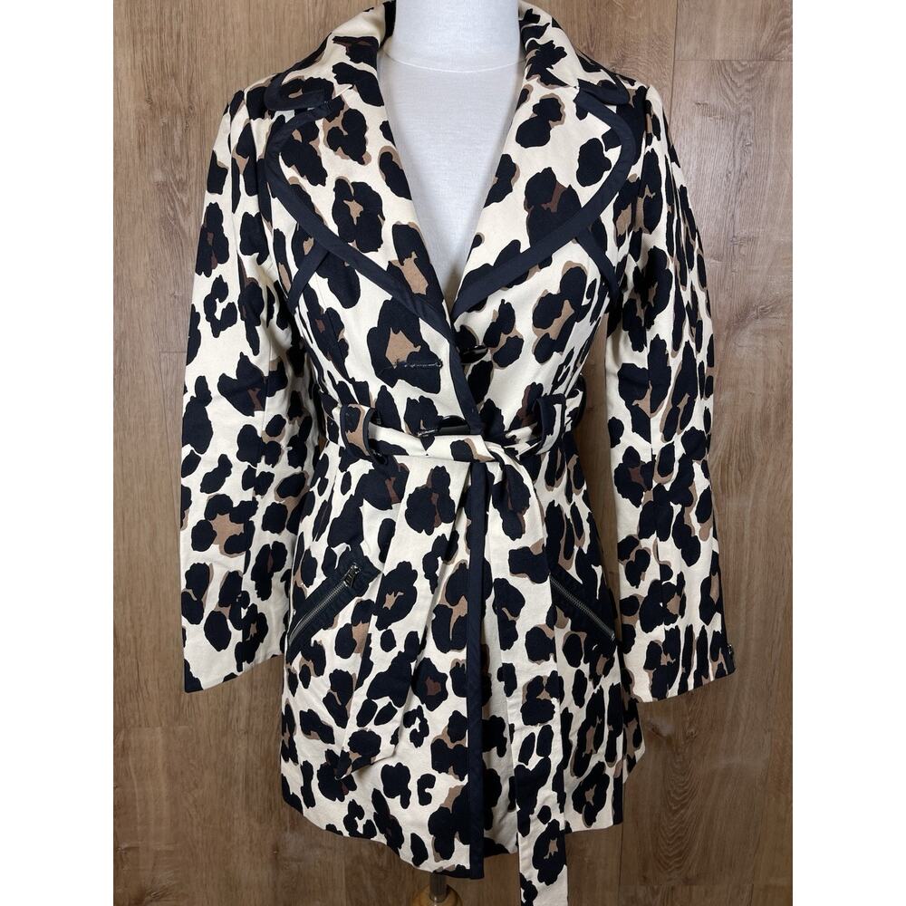 Nanette Lepore Leopard Print Cotton Coat Size 2